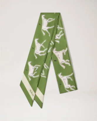 Schmaler Schal – Kreidefarbenes Pferdefarn-Muster, recyceltes Polyester