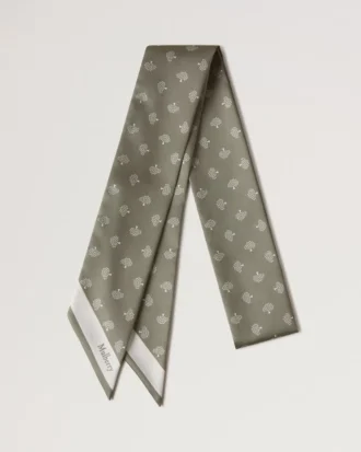Schmaler Schal – Mulberry, Leinengrün, recyceltes Polyester