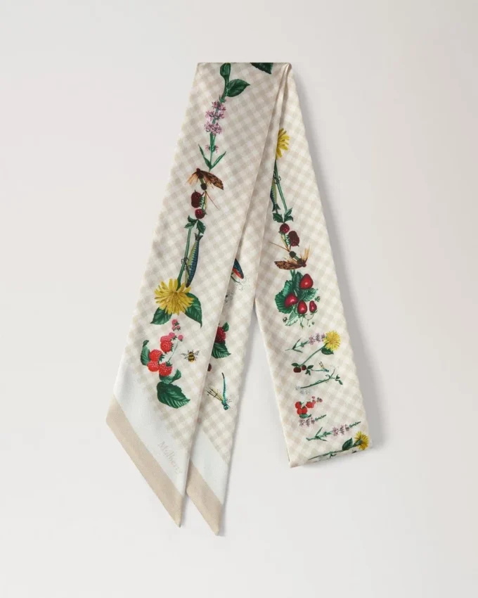 Schmaler Schal – Riverside Floral Eggshell Recyceltes Polyester Schmaler Schal – Riverside Floral Eggshell Recyceltes Polyester