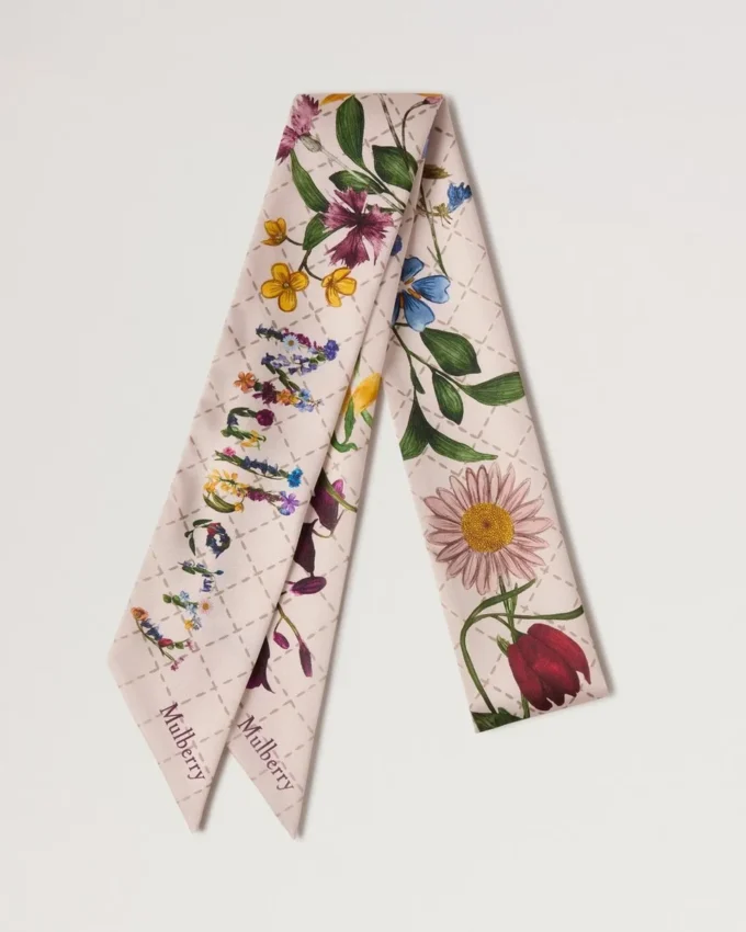 Schmaler Schal – Wild Floral Blossom Pink, recyceltes Polyester