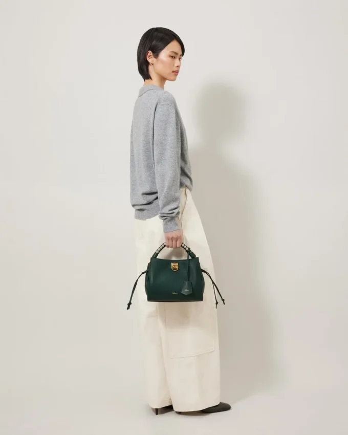 Small Iris Mulberry Green & Chalk Heavy Grain & Silky Calf
