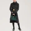 Small Iris Mulberry Green & Chalk Heavy Grain & Silky Calf