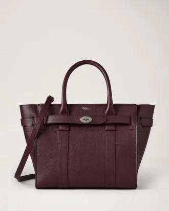 Small Zipped Bayswater in Black Cherry, Small Classic Grain
