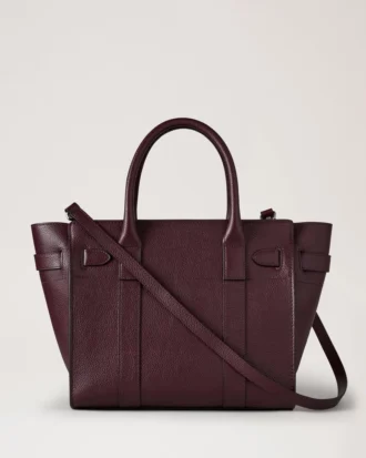 Small Zipped Bayswater in Black Cherry, Small Classic Grain