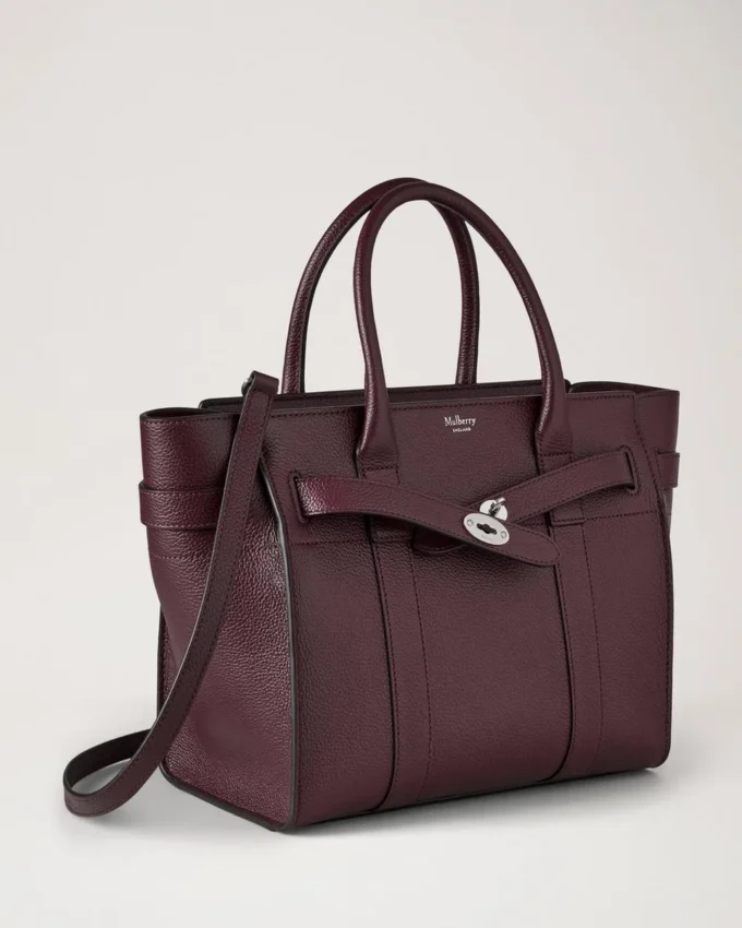 Small Zipped Bayswater in Black Cherry, Small Classic Grain Small Zipped Bayswater in Black Cherry, Small Classic Grain