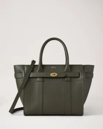 Small Zipped Bayswater in Juniper Green, kleine klassische Narbung