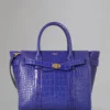 Small Zipped Bayswater, Secondhand, kobaltblau, glänzendes Krokodilleder