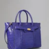 Small Zipped Bayswater, Secondhand, kobaltblau, glänzendes Krokodilleder