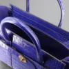 Small Zipped Bayswater, Secondhand, kobaltblau, glänzendes Krokodilleder