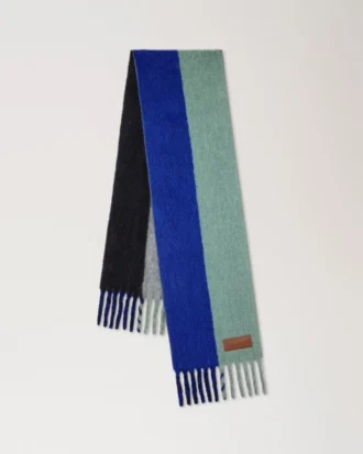 Strukturierter Schal im Colour-Block-Design aus Wollmischung in Ebenholz und Kobaltblau Strukturierter Schal im Colour-Block-Design aus Wollmischung in Ebenholz und Kobaltblau