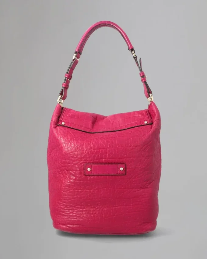 Tillie-Umhängetasche mit Kordelzug, Secondhand, Foxglove Pink, Krokodil-Nappa Tillie-Umhängetasche mit Kordelzug, Secondhand, Foxglove Pink, Krokodil-Nappa