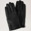 Touchscreen-Lederhandschuhe für Herren, schwarzes Leder, Damen