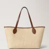 Tree Tote – Raffia Ecru & Bright Oak Raffia & Lederbesatz Tree Tote – Raffia Ecru & Bright Oak Raffia & Lederbesatz