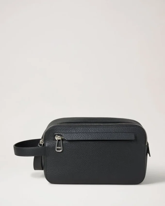 Waschbeutel mit Doppelreißverschluss, schwarz, Heavy Grain, Herren Waschbeutel mit Doppelreißverschluss, schwarz, Heavy Grain, Herren