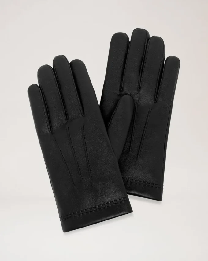 Weiche Nappalederhandschuhe für Herren Schwarzes glattes Nappaleder Schals & Mützen Weiche Nappalederhandschuhe für Herren Schwarzes glattes Nappaleder Schals & Mützen