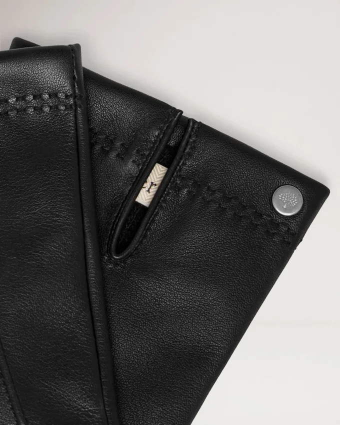 Weiche Nappalederhandschuhe für Herren Schwarzes glattes Nappaleder Schals & Mützen Weiche Nappalederhandschuhe für Herren Schwarzes glattes Nappaleder Schals & Mützen