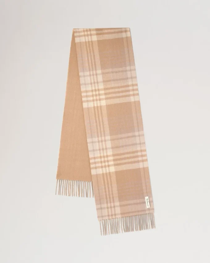 Wendbarer Kaschmir-Karoschal in Kamel und Maple