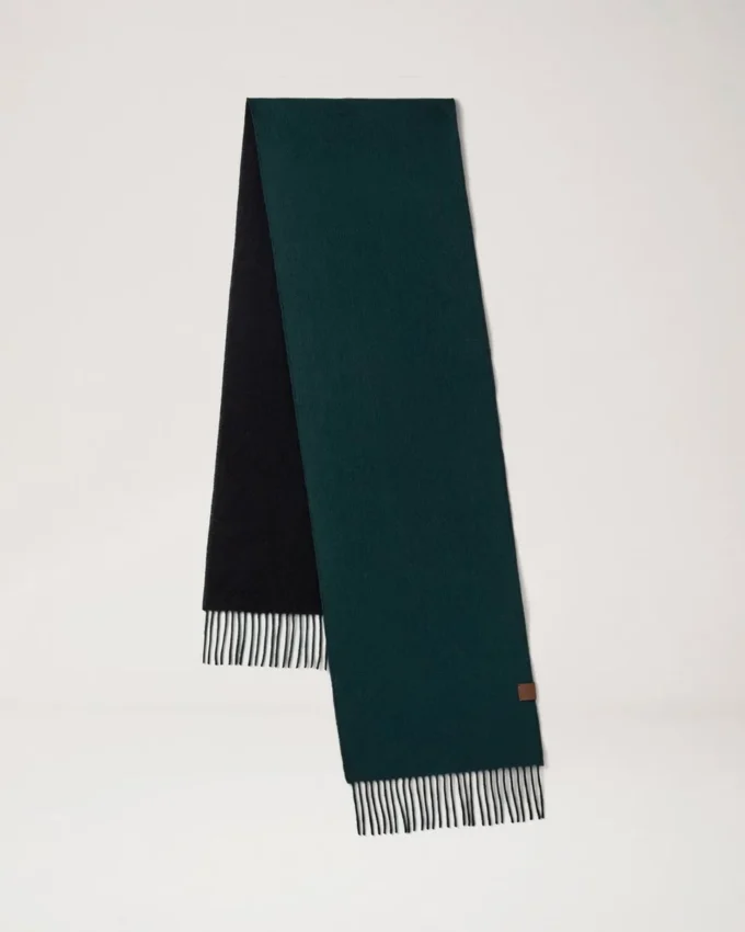 Wendbarer zweifarbiger Kaschmirschal in Mulberry Green und Schwarz Wendbarer zweifarbiger Kaschmirschal in Mulberry Green und Schwarz