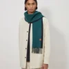 Wendbarer zweifarbiger Kaschmirschal in Mulberry Green und Schwarz Wendbarer zweifarbiger Kaschmirschal in Mulberry Green und Schwarz