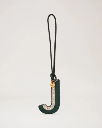 Zweifarbiger Leder-Schlüsselanhänger – J Mulberry Green & Chalk Silky Calf