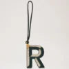 Zweifarbiger Leder-Schlüsselanhänger – R Mulberry Green & Chalk Silky Calf Zweifarbiger Leder-Schlüsselanhänger – R Mulberry Green & Chalk Silky Calf