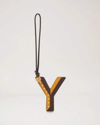 Zweifarbiger Leder-Schlüsselanhänger – Y Deep Amber Silky Calf